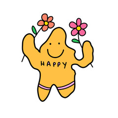 The yellow monster holding flower