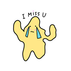 The yellow monster is crying