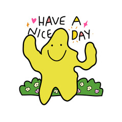 The cartoon having a nice day