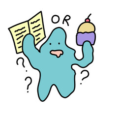 The blue monster holding cupcake