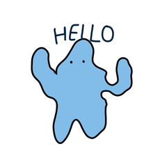 The blue monster saying hello