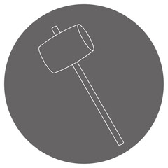 モノクロのイラストマーク_木ハンマー