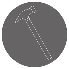 モノクロのイラストマーク_片口ハンマー