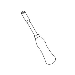 モノクロのイラスト_ビット用ドライバーハンドル_ロング