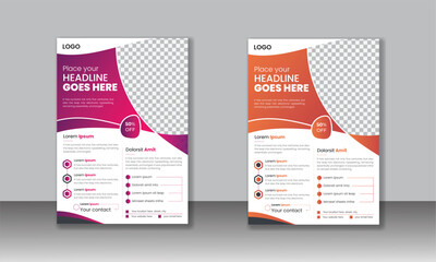 Corporate business flyer a4 size template design, Creative modern bright concept corves shape,  promotion, advertise, publication, cover, IT company flyer and editable vector template design