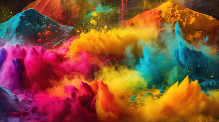 splashes of colored powders