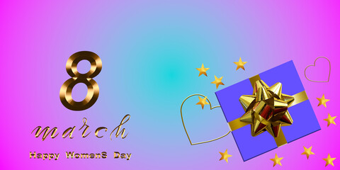 card or banner for International Women's Day March 8. can be used as a flyer, 3d illustration