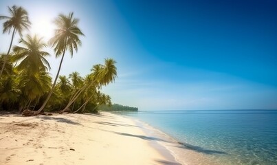 Obraz na płótnie Canvas Beautiful beach on a tropical island in the Maldives. Made with Generative AI technology
