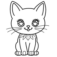 Outlined cat cartoon 