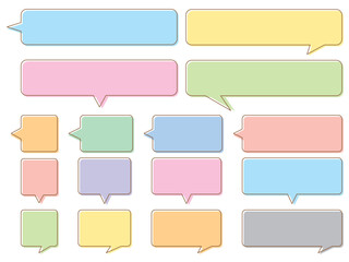 角丸 四角 吹き出し フレーム セット/版ずれ・パステルカラー