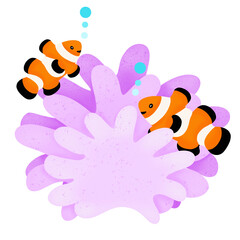 Beautiful seamless horizontal underwater pattern with watercolor sea life colorful corals and fish.