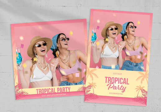 Tropical Beach Party Photo Card Layout
