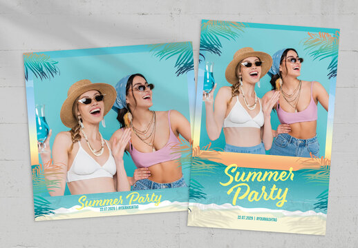 Tropical Summer Beach Party Photo Card Layout
