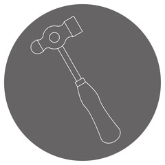 モノクロのイラストマーク_片手ハンマー