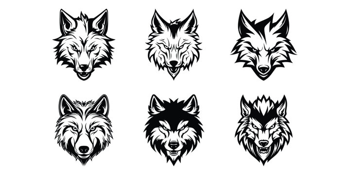 Wolf Head Portrait Vector Logo Bundle