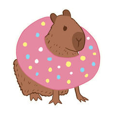 Capybara with donut collar