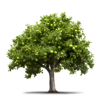 Apple tree isolated on a white background.  Generative AI
