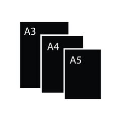 Paper Sizes icon design. A1, A2, A3, A4, A5, A6, A7, A8 Paper Sheet Formats. Isolated on white background. vector illustration