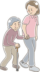 歩行介助をする女性