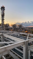 oil refinery at night