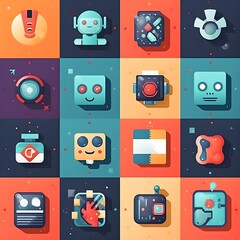 Small icon of robot and technology concept created with Generative AI technology.
