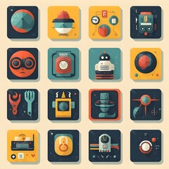 Small icon of robot and technology concept created with Generative AI technology.
