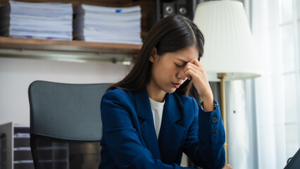 Stress chinese business woman doing bookkeeping analyst audit working papers, public offering, cash budget, accrued dividend, note payable, actual cost, aging schedule, intangible fixed asset