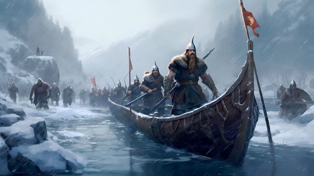 vikings in the winter of scandinavia, viking war