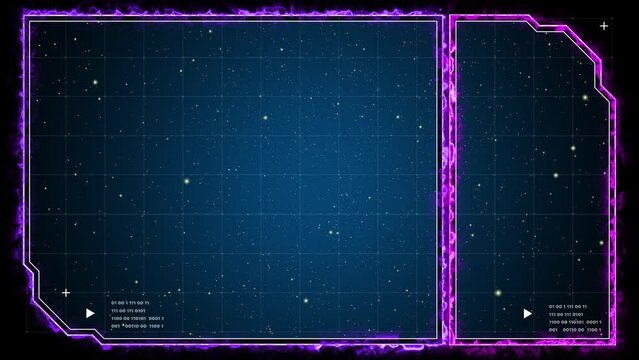 Digital HUD futuristic motion graphic element cyber generated background. Technology hologram frame border and viewfinder element. Graphics around the edges for use in movies, games and animation.