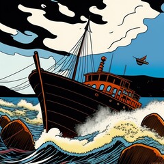 ship in the sea