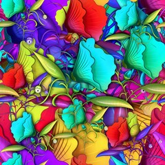 exotic flowery seamless pattern with colorful colors using illustration art
