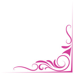 Vintage corner, thin line Victorian Middle Ages Fancy pink monogram frames, design elements collection, abstract icons, simple symbols of flowers.
