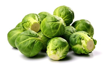 Fototapeta premium Brussels sprouts on white background. Generative AI