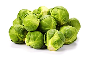 Fototapeta premium Brussels sprouts on white background. Generative AI