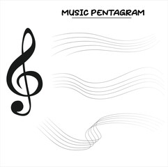 Naklejka premium Music notes flat vector set isolated on white background. Song, melody or tune vector illustration. Music note icon for musical apps and websites. Music symbol. Music pentagram.