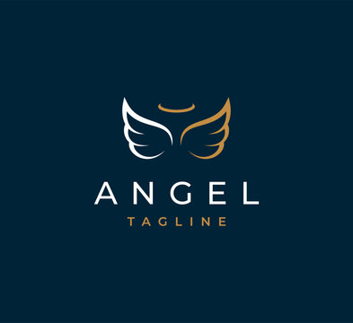 Abstract luxury linear trendy Angel logo design template