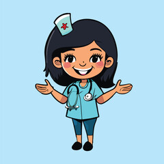 vector pop art illustration of the nurse is happy