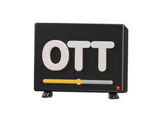 Vector 3d OTT digital media player video icon in vector illustration 3d rendering