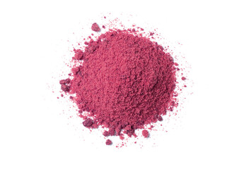 Obraz na płótnie Canvas Pile of dry beet root powder isolated on white background, top view, flat lay.