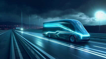 Fototapeta na wymiar Advanced transportation technology - digital logistics, AI, network, truck