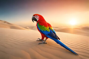Parrot sitting in the desert