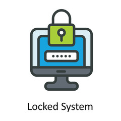 Locked System  Vector Fill outline Icon Design illustration. Cyber security  Symbol on White background EPS 10 File
