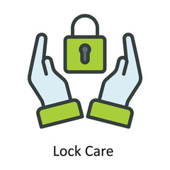 Obraz premium Lock Care Vector Fill outline Icon Design illustration. Cyber security Symbol on White background EPS 10 File