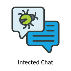 Infected Chat Vector Fill outline Icon Design illustration. Cyber security  Symbol on White background EPS 10 File