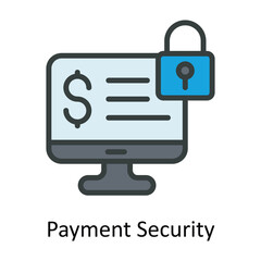 Payment Security Vector Fill outline Icon Design illustration. Cyber security  Symbol on White background EPS 10 File