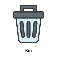 Bin Vector Fill outline Icon Design illustration. Cyber security  Symbol on White background EPS 10 File