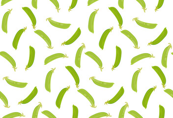 さやえんどうと透明背景のシームレスパターン