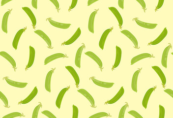 さやえんどうと薄黄色背景のシームレスパターン