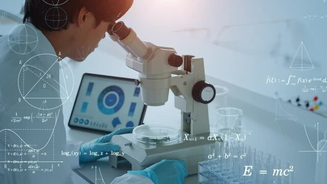 Researcher experimenting in laboratory and science and technology concept.