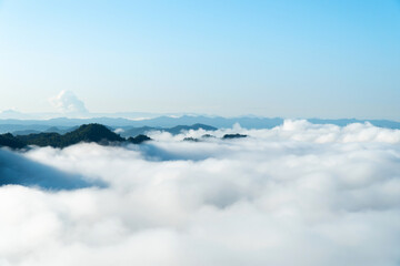 Landscape of Morning Mist with Mountain Layer at north of Thailand